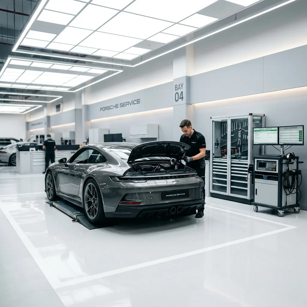 Luxury car service center with premium vehicles